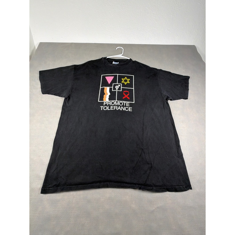 Vintage Hanes 90's Beefy-T Promote Tolerance LGBTQ T-Shirt Black XL RARE